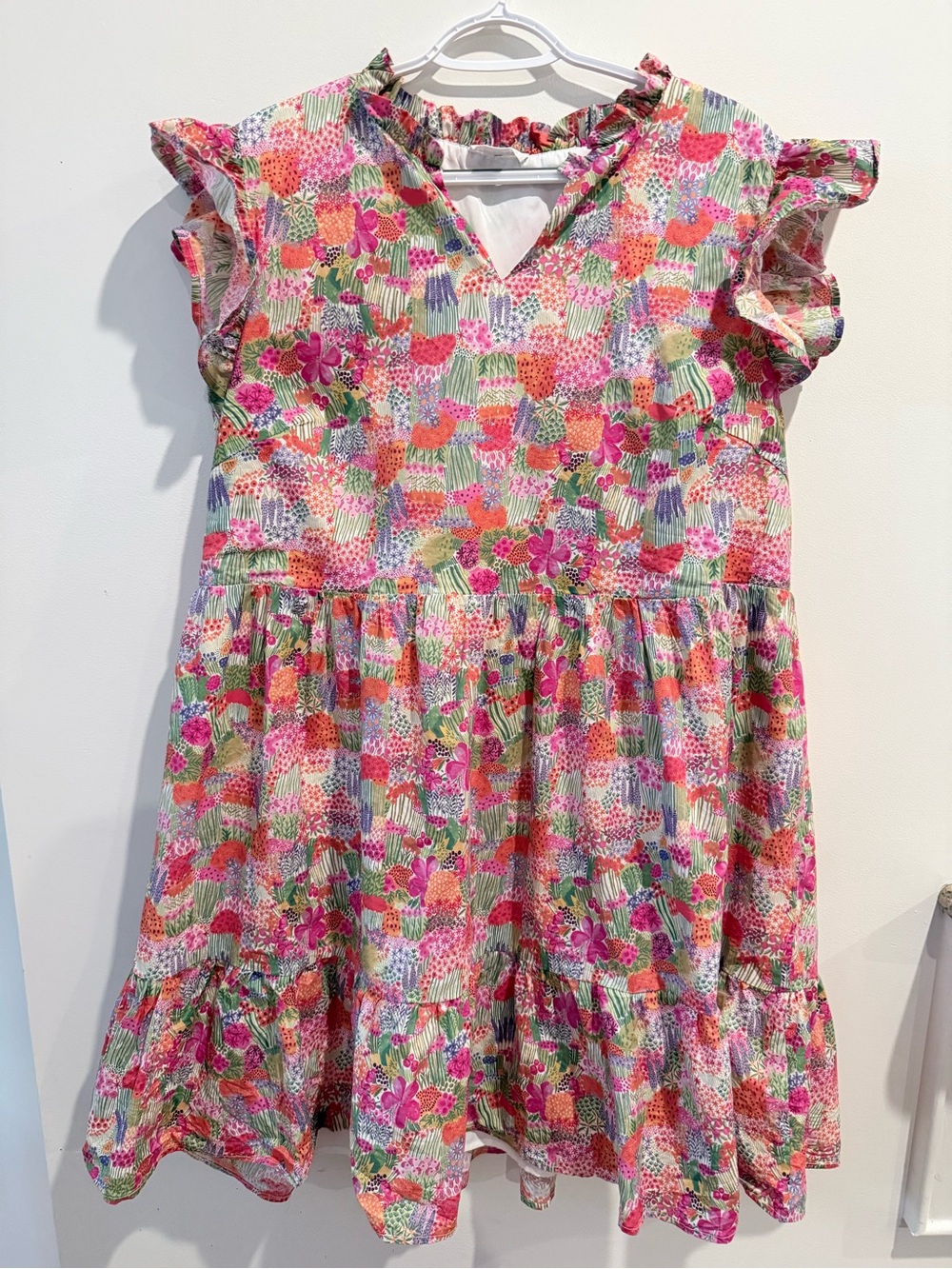 Chicsoul Floral Ruffle Sleeve Mini Dress - Pink